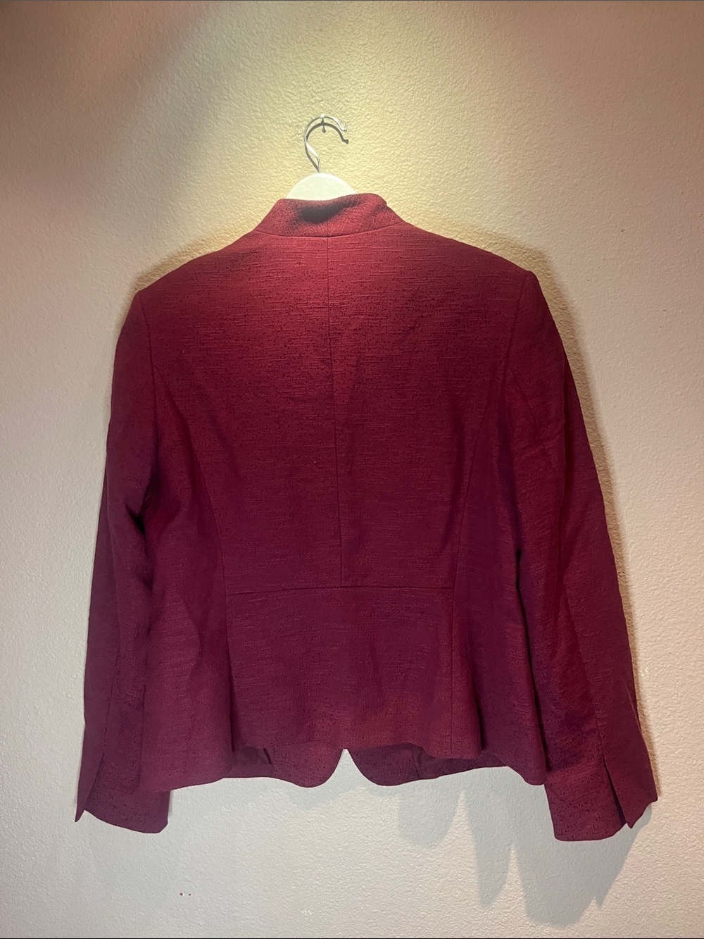 New Ann Taylor LOFT Women’s Textured Single Button Blazer Burgundy Wine Size 14 - Picture 8 of 10